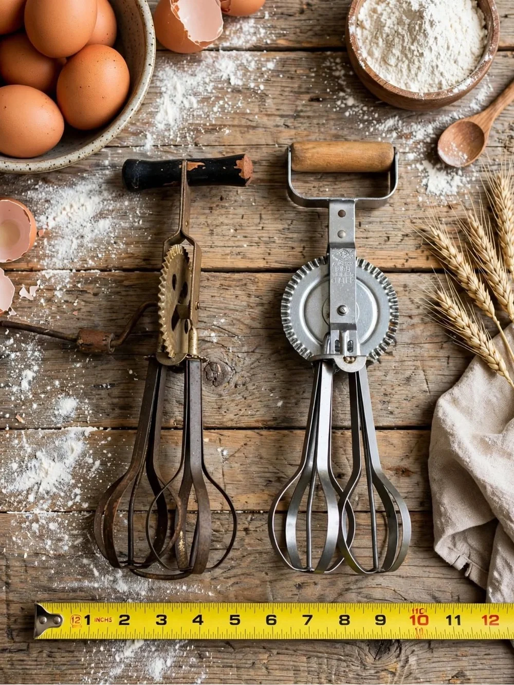 Vintage A&J High Speed Egg Beaters - Pair + Small Beater - Farmhouse Decor